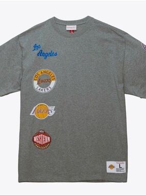 Mitchell & Ness Los Angeles Lakers Grey Graphic T-Shirt - Men's Size XL